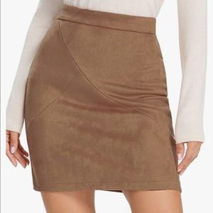 High Waist Faux Suede Mini Bodycon Skirt